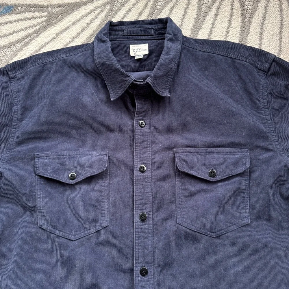 J. Crew Re-Imagined Men’s Corduroy‎ Long Sleeve Button Down Navy Blue Size XXLT
